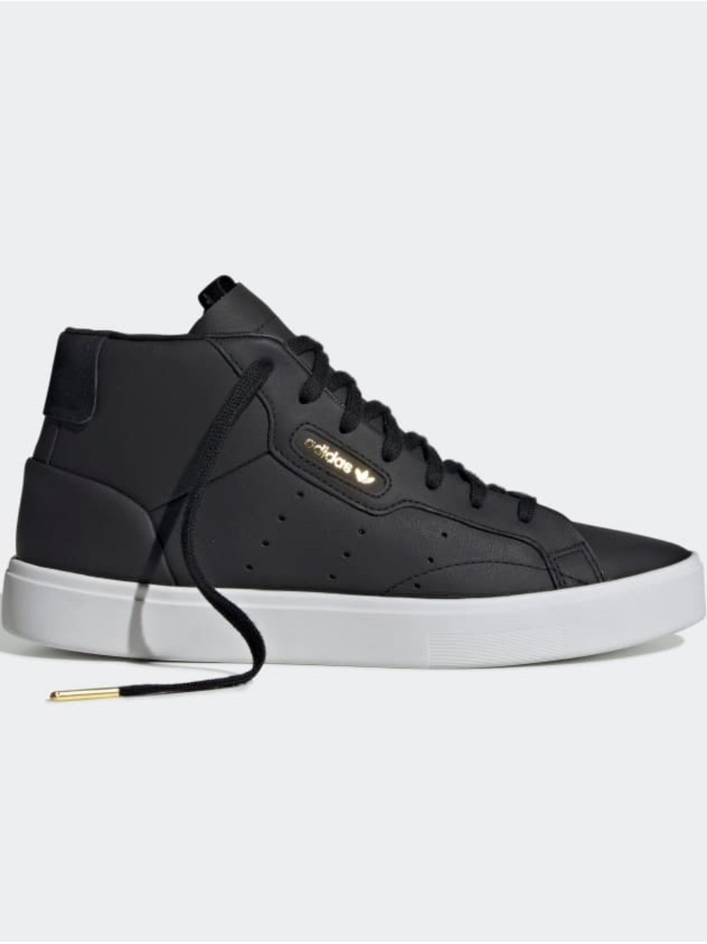adidas Sleek Mid Black and White High-Top Sneakers with Gold Accent